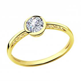 Помолвочное кольцо из лимонного золота Александра с фианитом к823-62сл к823-62сл фото