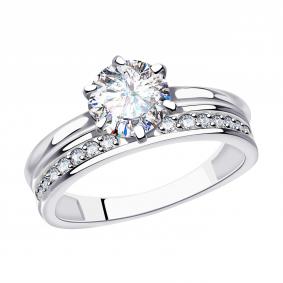 Кольцо из белого золота Александра к873-62сб с Swarovski к873-62сб фото