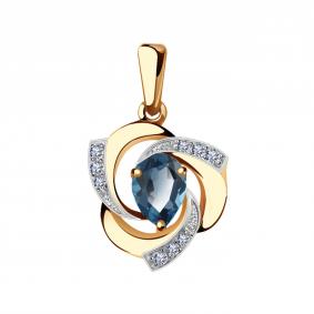 Золотая подвеска Александра кл1148б-28ск с фианитом и Лондон топазом кл1148б-28ск фото