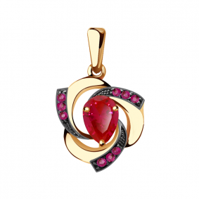 Золотая подвеска Александра кл1148б-30ск-р с фианитом и рубиновым корундом кл1148б-30ск-р фото