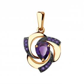 Золотая подвеска Александра кл1148б-3ск-си с фианитом и аметистом кл1148б-3ск-си фото