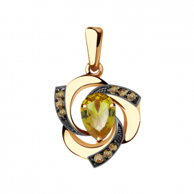 Золотая подвеска Александра с ситаллом цвета Султанит и фианитом кл1148б-48ск-ш кл1148б-48ск-ш фото