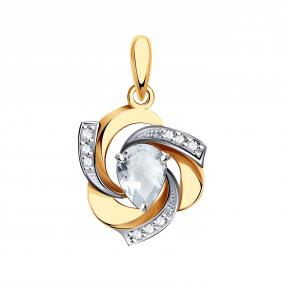 Золотая подвеска Александра кл1148б-7ск с фианитом и горным хрусталём кл1148б-7ск фото