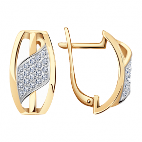 Золотые серьги Александра кл1165аск с фианитом кл1165аск фото