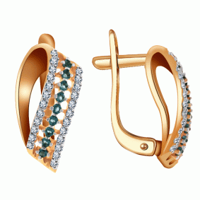 Золотые серьги Александра кл1196аск-з с фианитом кл1196аск-з фото