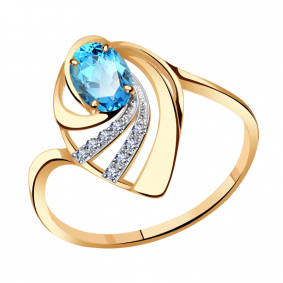 Золотое кольцо Александра кл1199-78ск с топазом и фианитом кл1199-78ск фото