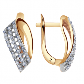 Золотые серьги Александра кл1203аск с фианитом кл1203аск фото