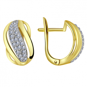 Серьги из лимонного золота Александра кл1240асл с фианитом кл1240асл фото