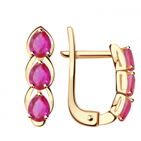 Золотые серьги Александра кл1268а-30ск с рубиновым корундом кл1268а-30ск фото