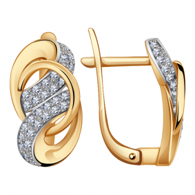 Золотые серьги Александра кл1283аск с фианитом кл1283аск фото