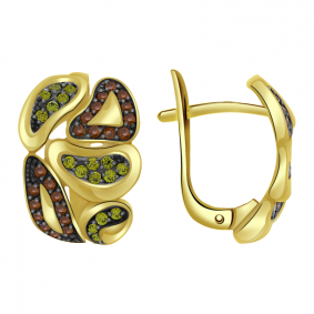 Серьги из лимонного золота Александра кл1290асл с фианитом кл1290асл фото