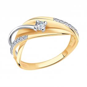 Золотое кольцо Александра кл1295-62сбк с Swarovski кл1295-62сбк фото