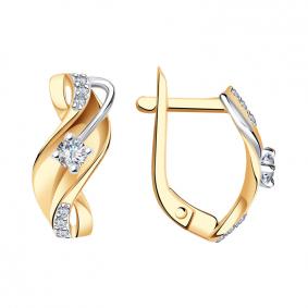 Золотые серьги Александра кл1295а-62сбк с Swarovski кл1295а-62сбк фото