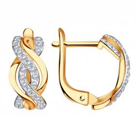 Золотые серьги Александра кл1339аск с фианитом кл1339аск фото