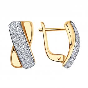 Золотые серьги Александра кл1375аск с фианитом кл1375аск фото