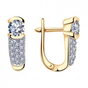 Золотые серьги Александра кл1383а-62ск с Swarovski кл1383а-62ск фото