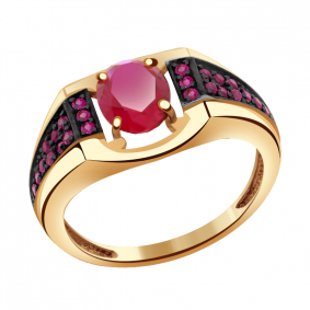 Золотое кольцо Александра кл1420-30ск-р с фианитом и рубиновым корундом кл1420-30ск-р фото