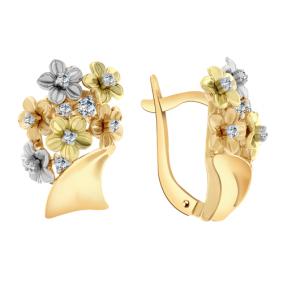 Золотые серьги Александра кл1435асбкл с фианитом кл1435асбкл фото