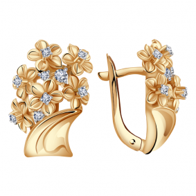 Золотые серьги Александра кл1435аск с фианитом кл1435аск фото