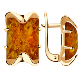 Золотые серьги Александра кл1444а-29ск с янтарём кл1444а-29ск фото