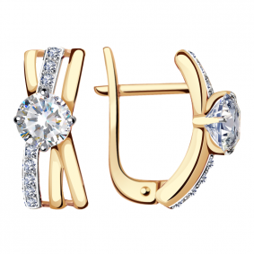 Золотые серьги Александра кл1450а-62ск с фианитом и Swarovski кл1450а-62ск фото