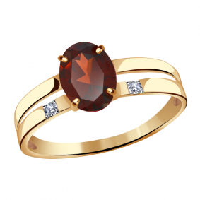 Золотое кольцо Александра кл1475-2ск с фианитом и гранатом кл1475-2ск фото