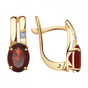 Золотые серьги Александра кл1475а-2ск с фианитом и гранатом кл1475а-2ск фото