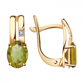 Золотые серьги Александра кл1475а-48ск с фианитом и султанитом кл1475а-48ск фото