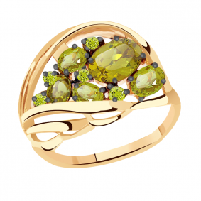 Золотое кольцо Александра кл1485-48ск-са с фианитом и султанитом кл1485-48ск-са фото