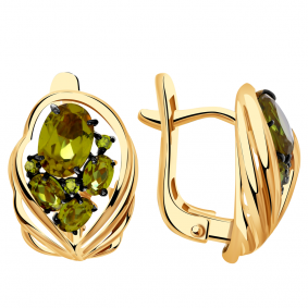 Золотые серьги Александра кл1485а-48ск-са с фианитом и султанитом кл1485а-48ск-са фото