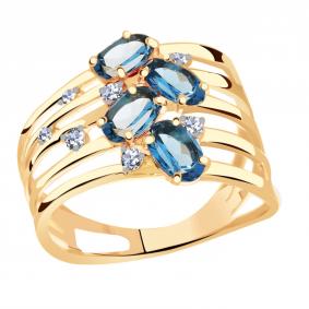 Золотое кольцо Александра кл1488-28ск с фианитом и Лондон топазом кл1488-28ск фото