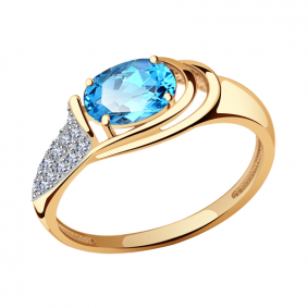Золотое кольцо Александра кл1514-78ск с топазом и фианитом кл1514-78ск фото
