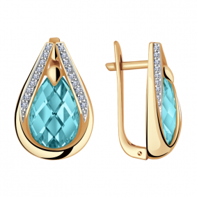 Золотые серьги Александра кл1516а-64ск с фианитом и Параиба кл1516а-64ск фото