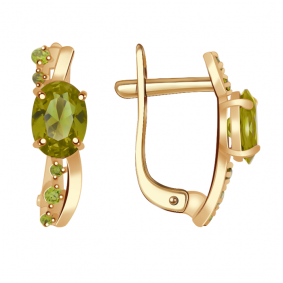 Золотые серьги Александра кл1525а-48ск-са с фианитом и султанитом кл1525а-48ск-са фото