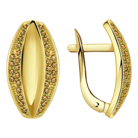 Серьги из лимонного золота Александра кл1564асл-ш с фианитом кл1564асл-ш фото