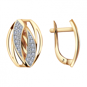 Золотые серьги Александра кл1587аск с фианитом кл1587аск фото