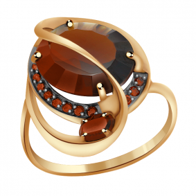 Золотое кольцо Александра кл1595-34ск с фианитом, гранатом и ситаллом кл1595-34ск фото