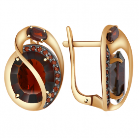 Золотые серьги Александра кл1595а-34ск с фианитом, гранатом и ситаллом кл1595а-34ск фото