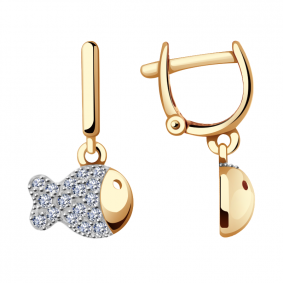 Золотые серьги Александра кл1621аск с фианитом кл1621аск фото