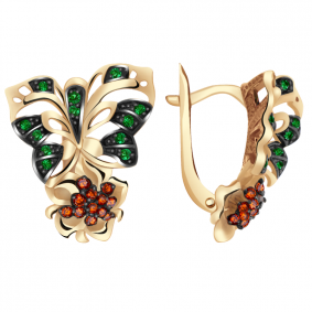 Золотые серьги Александра кл1622а-20ск-зк с фианитом кл1622а-20ск-зк фото