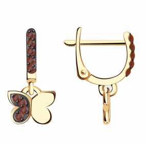 Золотые серьги Александра кл1624а-20ск-к с фианитом кл1624а-20ск-к фото