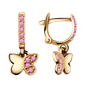 Золотые серьги Александра кл1624а-20ск-р с фианитом кл1624а-20ск-р фото