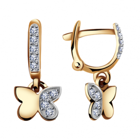 Золотые серьги Александра кл1624аск с фианитом кл1624аск фото