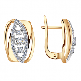 Золотые серьги Александра кл1636аск с фианитом кл1636аск фото