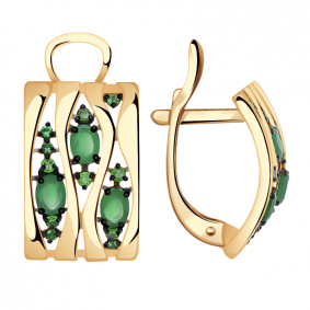 Золотые серьги Александра кл1642а-12ск-з с фианитом и агатом кл1642а-12ск-з фото