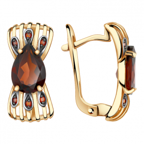 Золотые серьги Александра кл1645а-2ск с фианитом и гранатом кл1645а-2ск фото