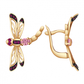 Золотые серьги Александра кл1650а-20ск-р с фианитом кл1650а-20ск-р фото