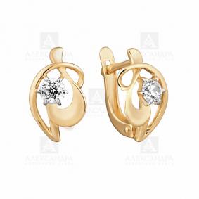 Золотые серьги Александра кл1669а-62ск с Swarovski кл1669а-62ск фото