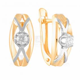 Золотые серьги Александра кл1676асбк с фианитом кл1676асбк фото