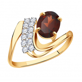 Золотое кольцо Александра кл1702-2ск с фианитом и гранатом кл1702-2ск фото